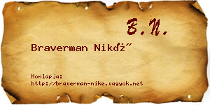 Braverman Niké névjegykártya